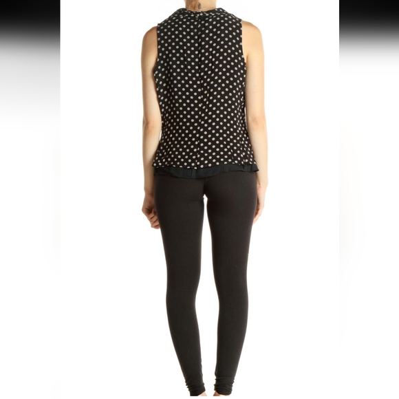 Jones New York black and white polka dot silk sleeveless blouse in sz 6 - Picture 5 of 15